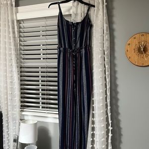 Splendid blue stripped jumpsuit V neck sleeveless Size:X-small